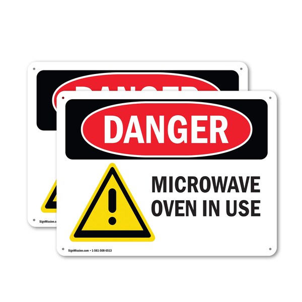 Signmission Microwave Oven In Use, 10 in W x Rectangle, Plastic OS-2PACK-DS-P-710-L-1450 - main